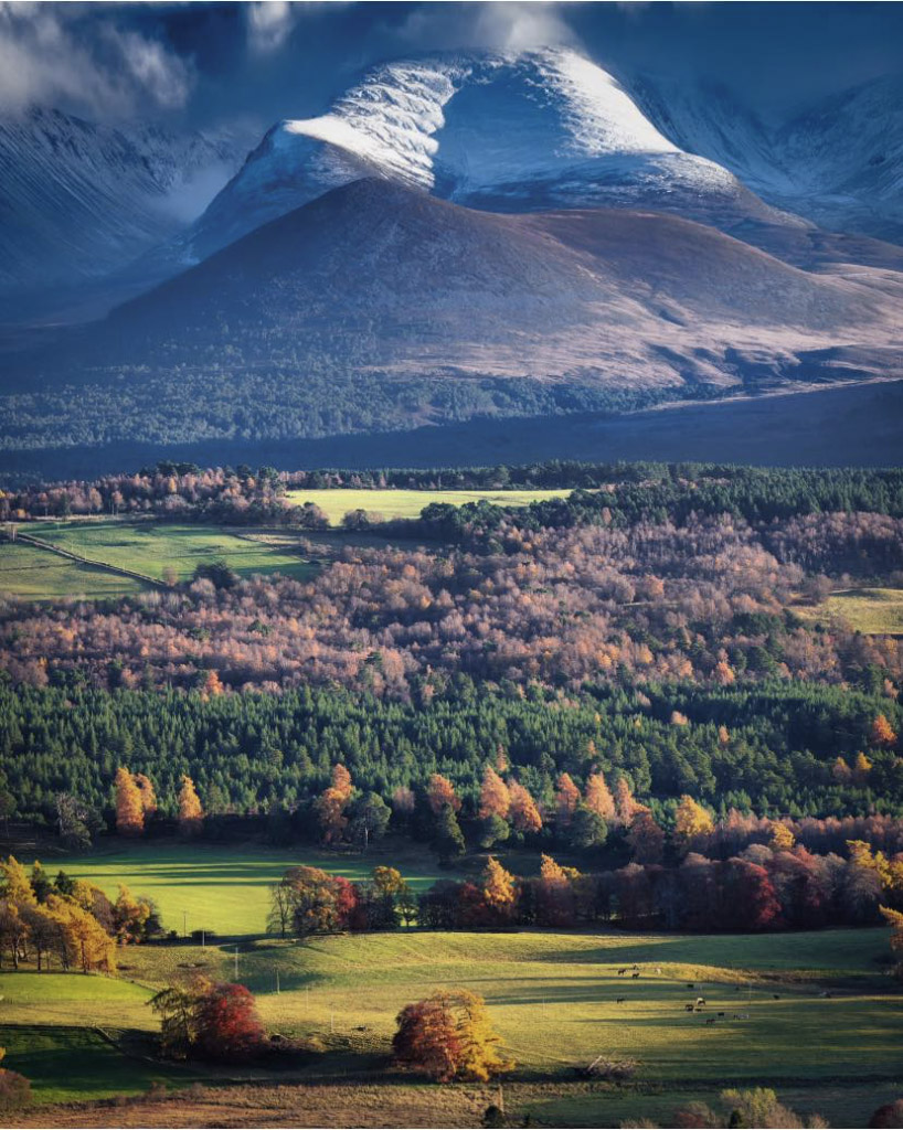 Snowcapped mountains in Aviemore, Scotland