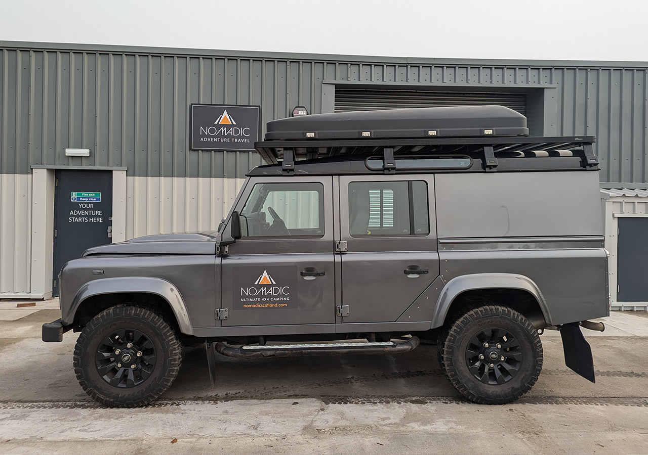 The Classic Defender 110 from the Nomadic Scotland fleet