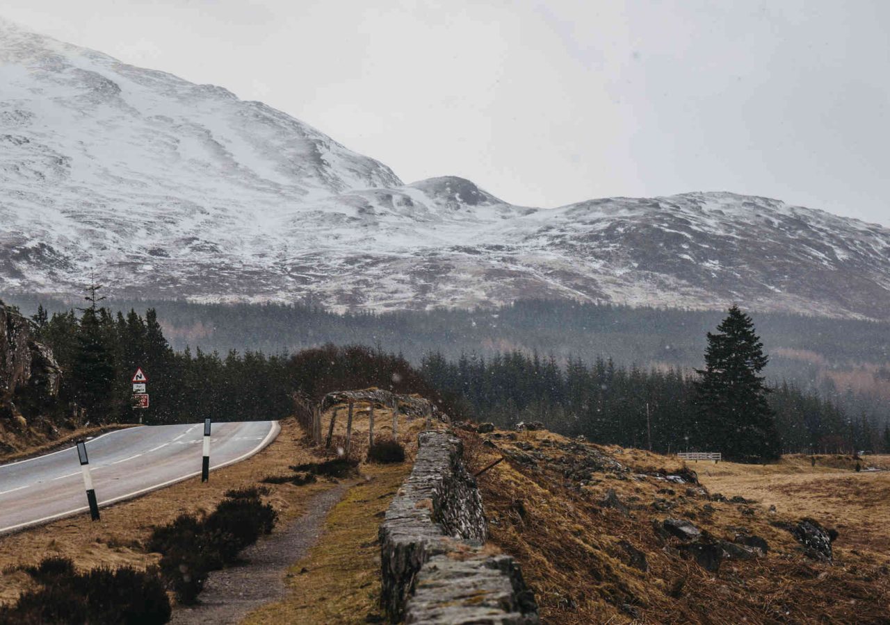 A snowy scene near Fort William in the Scottish Highlands