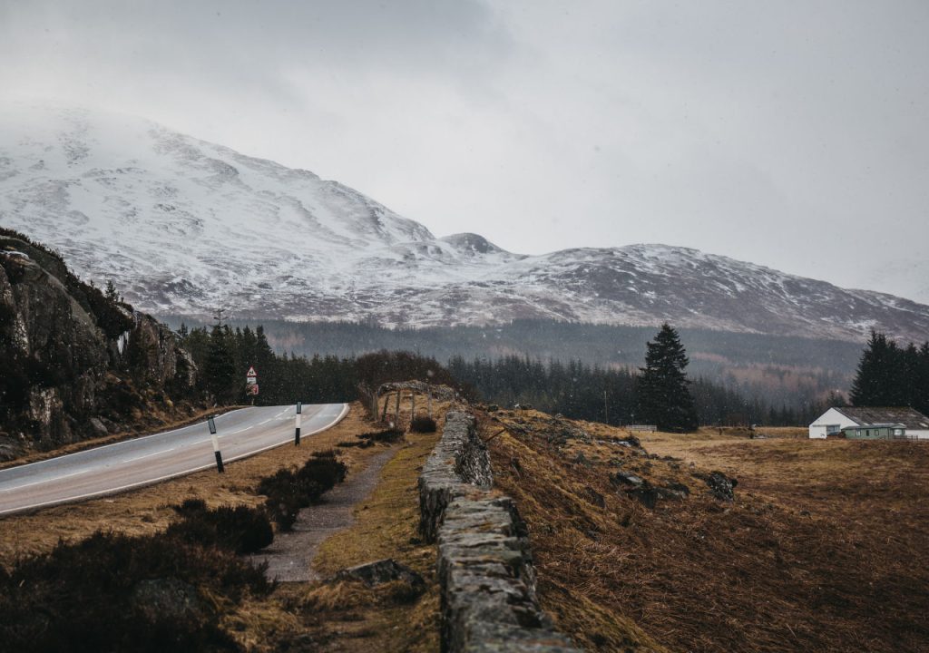 A snowy scene near Fort William in the Scottish Highlands