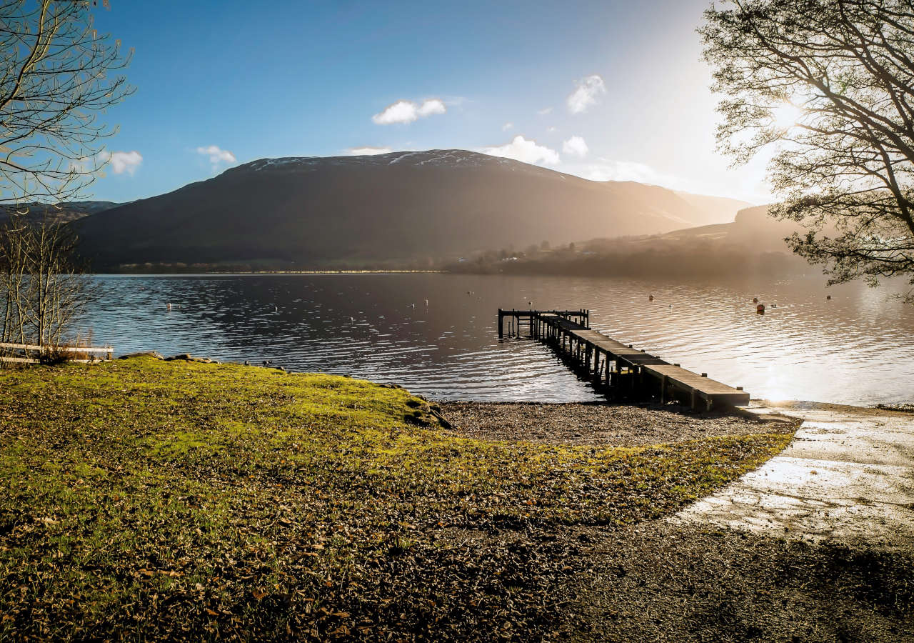 Misty view of Loch Earn in Scotland