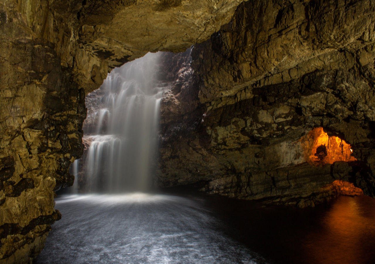 Inside the Smoo Cave in Durness, Scotland