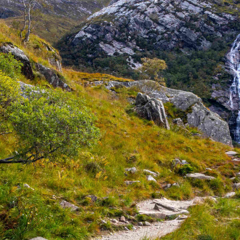 A view of Steall Falls in the Scottish Highlands