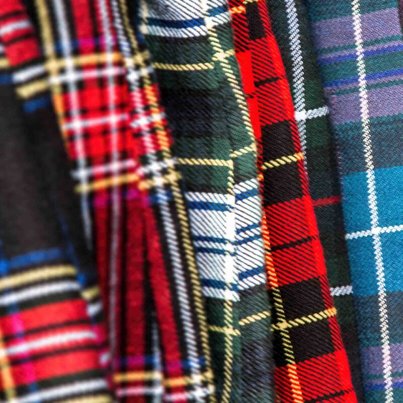 A range of tartans.