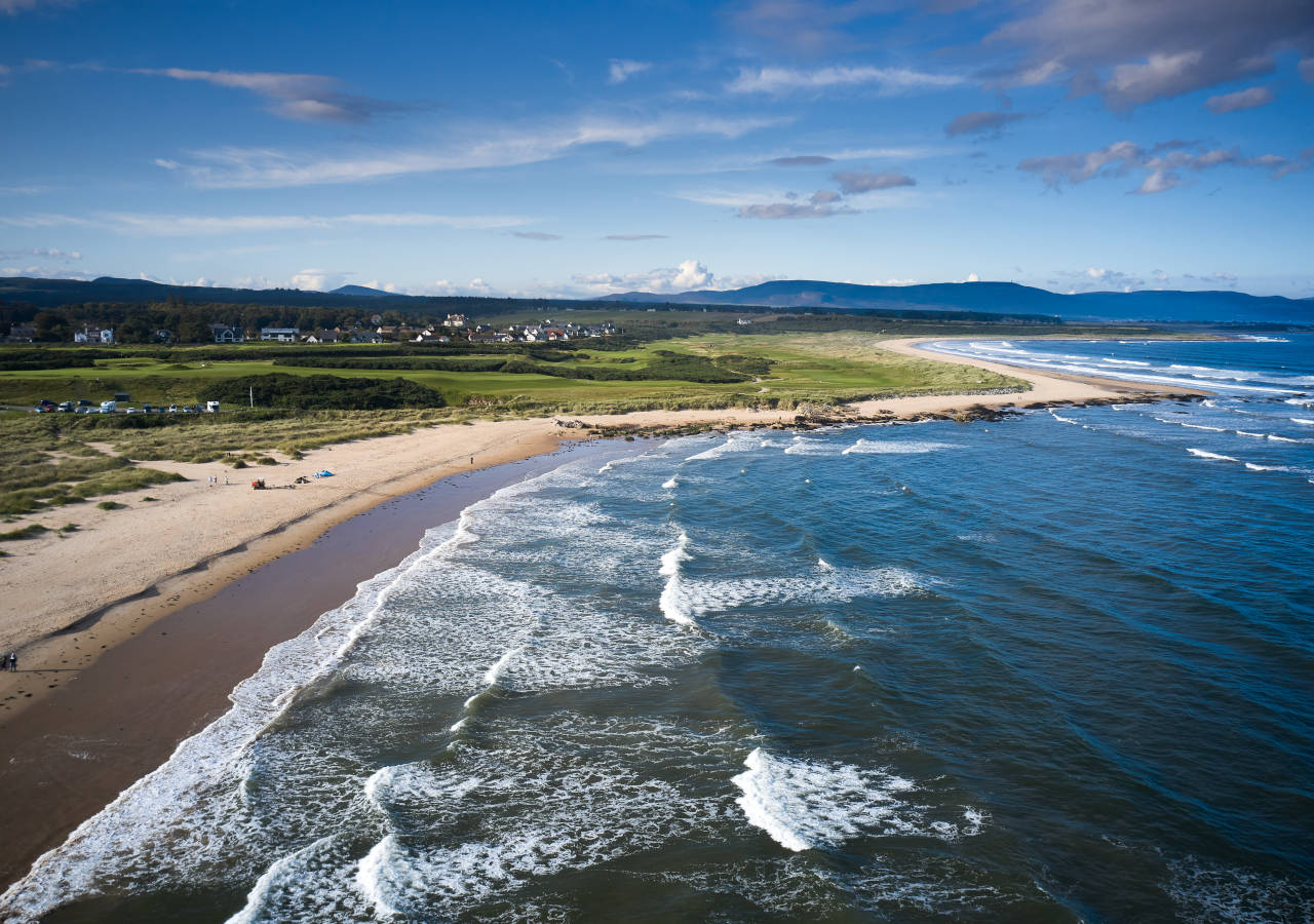 Aerial view of Dornoch Beach, Scotland